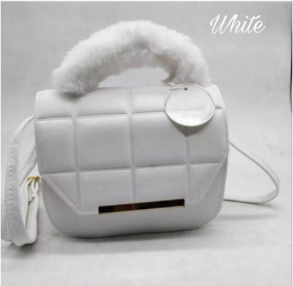 White Quilted Crossbody Bag for Kids with Gold Hardware