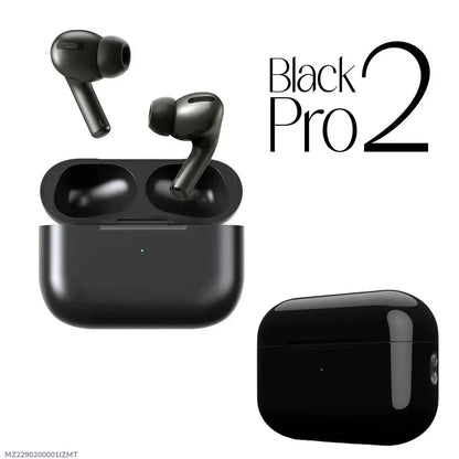 Black Pro 2 Wireless Earbuds with Charging Case