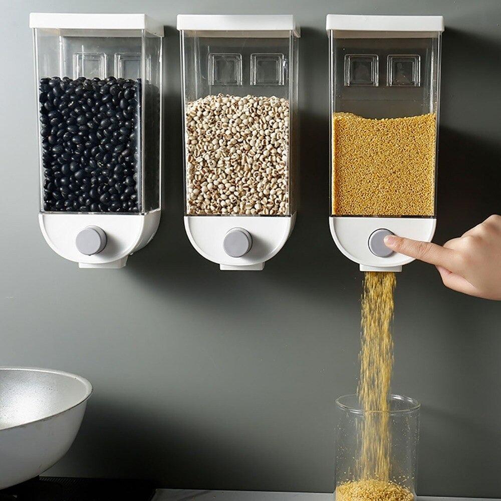 Wall-Mounted Grain Dispenser Set for Home Kitchen